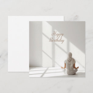 Yoga Meditation posing Happy Birthday Card