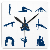 Yoga Meditation Positions Square Wall Clock