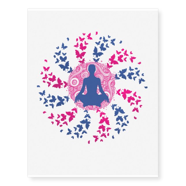 yoga meditation positive energy  peace of mind temporary tattoos (Front)