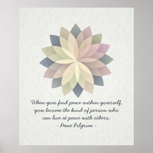 YOGA Meditation Quotes Colorful Lotus Mandala Sign