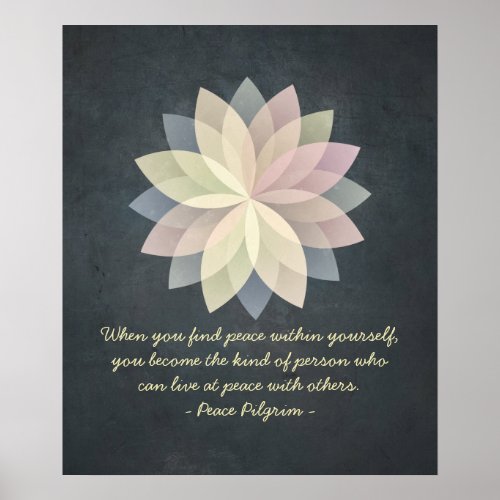 YOGA Meditation Quotes Colorful Lotus Mandala Sign