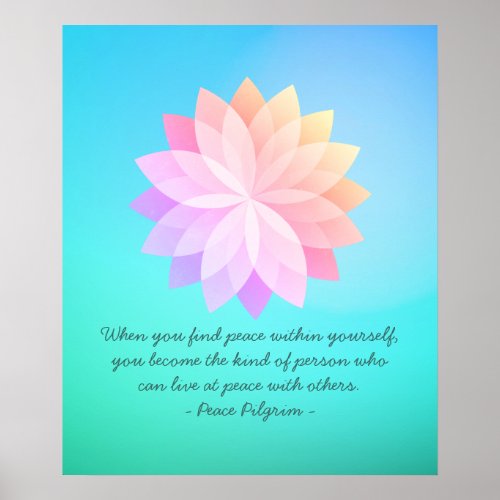 YOGA Meditation Quotes Colorful Lotus Mandala Sign