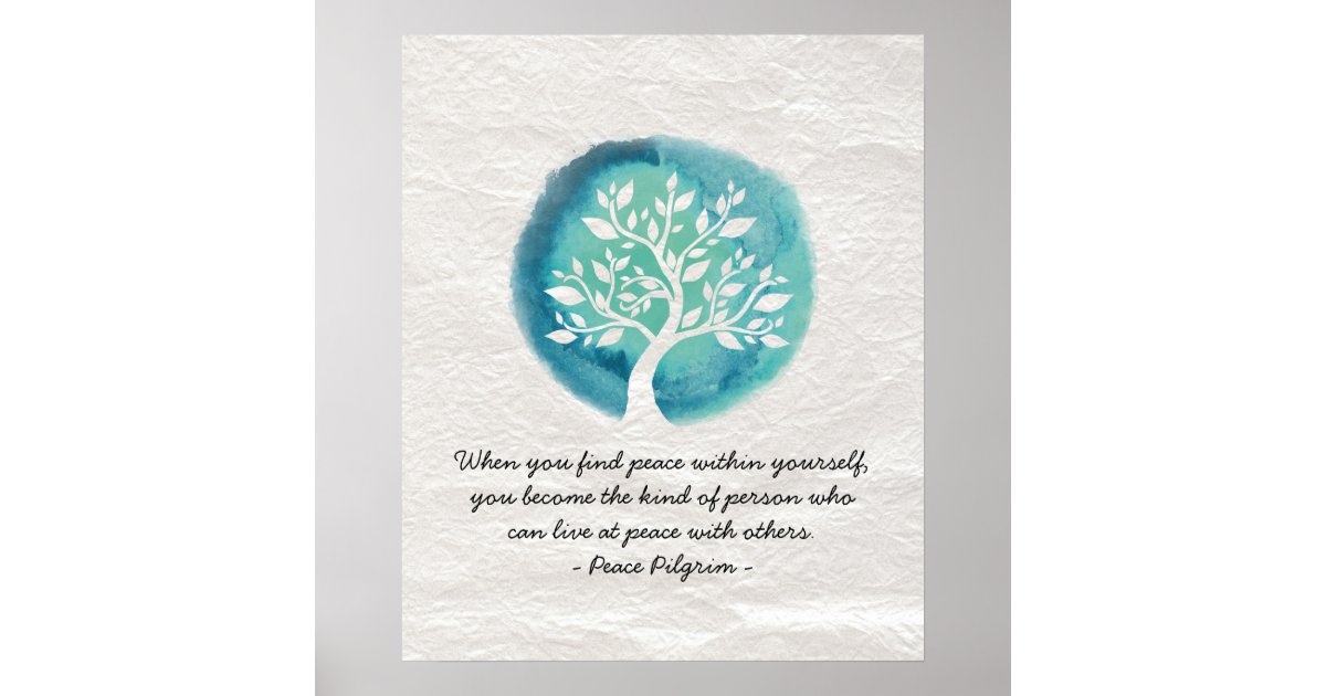 Yoga Meditation Quotes Elegant Watercolor Tree Poster Zazzle Com