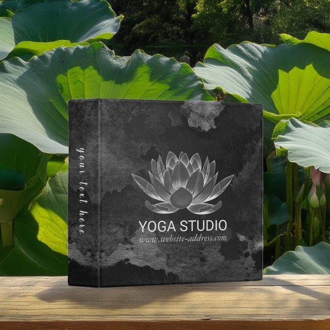 YOGA Meditation Reiki Instructor Black White Lotus 3 Ring Binder (Creator Uploaded)