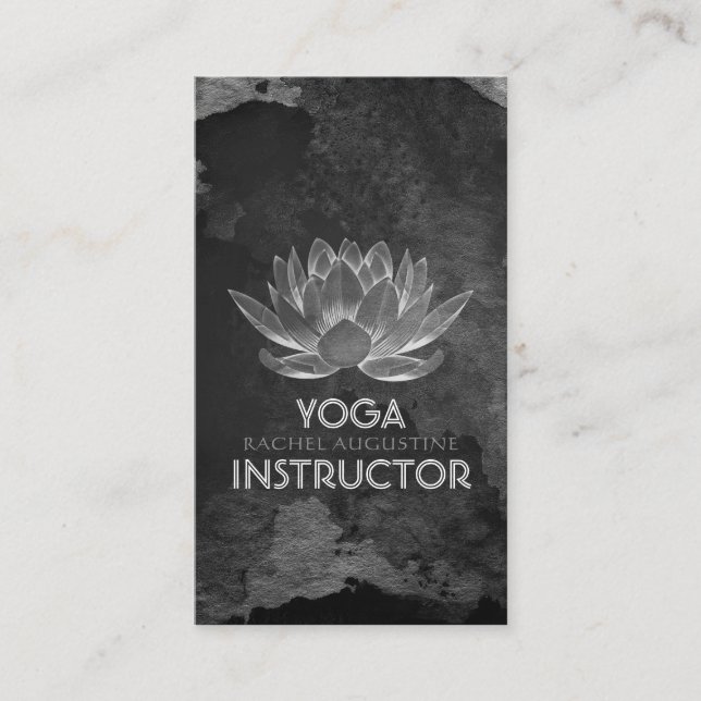 YOGA Meditation Reiki Instructor Black White Lotus Appointment Card (Front)