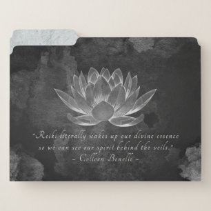 YOGA Meditation Reiki Instructor Black White Lotus File Folder