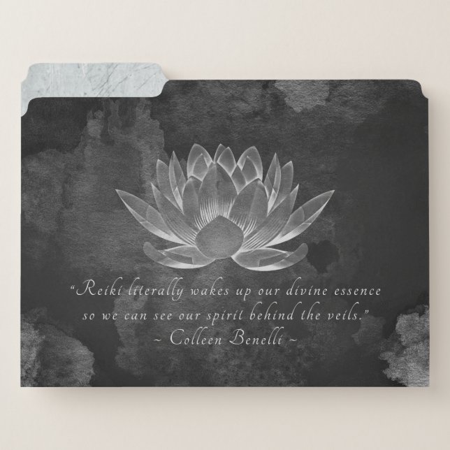 YOGA Meditation Reiki Instructor Black White Lotus File Folder (Front Left)