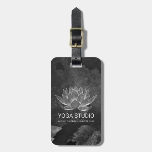 YOGA Meditation Reiki Instructor Black White Lotus Luggage Tag