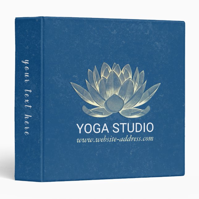 YOGA Meditation Reiki Instructor Blue & Gold Lotus 3 Ring Binder (Front/Spine)