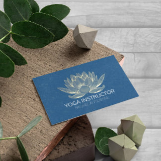 YOGA Meditation Reiki Instructor Blue & Gold Lotus Business Card