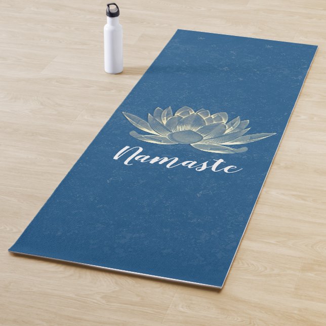 YOGA Meditation Reiki Instructor Blue & Gold Lotus Mat (In Situ)