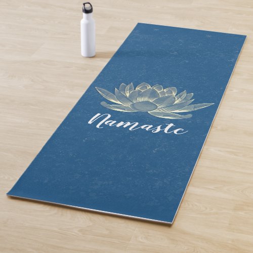 YOGA Meditation Reiki Instructor Blue  Gold Lotus Yoga Mat