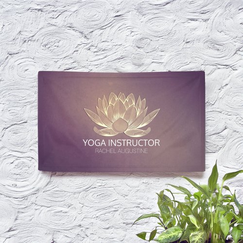 YOGA Meditation Reiki Instructor Purple Gold Lotus Banner
