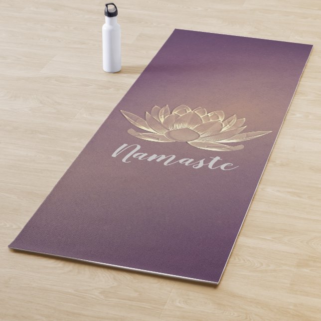 YOGA Meditation Reiki Instructor Purple Gold Lotus Yoga Mat (In Situ)