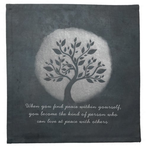 Yoga Meditation Reiki Instructor Silver Tree Quote Cloth Napkin