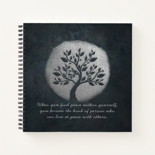 Yoga Meditation Reiki Instructor Silver Tree Quote Notebook
