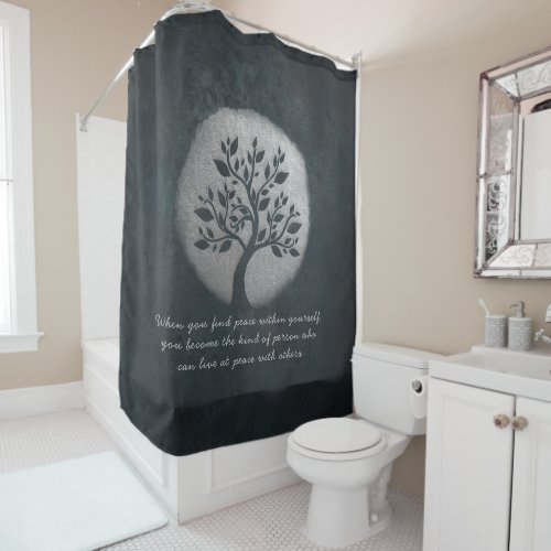 Yoga Meditation Reiki Instructor Silver Tree Quote Shower Curtain