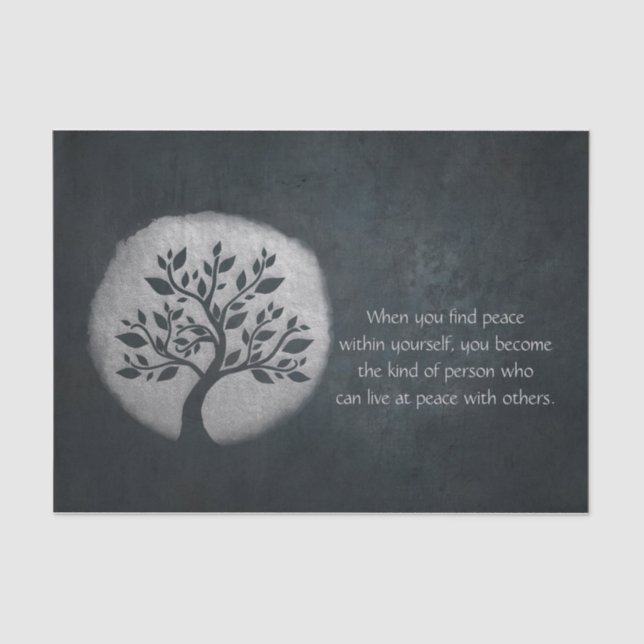 Yoga Meditation Reiki Instructor Silver Tree Quote Tissue Paper (Front)