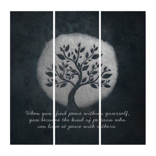 Yoga Meditation Reiki Instructor Silver Tree Quote Triptych