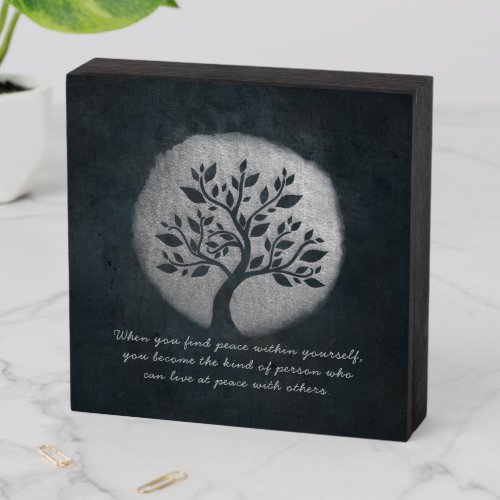Yoga Meditation Reiki Instructor Silver Tree Quote Wooden Box Sign