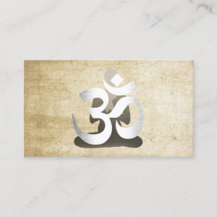 Yoga & Meditation Silver Om Symbol Vintage Business Card