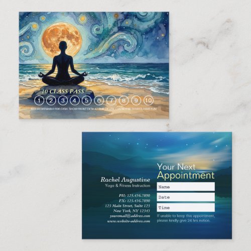 Yoga Meditation Starry Night Sky Moon Class Pass Appointment Card