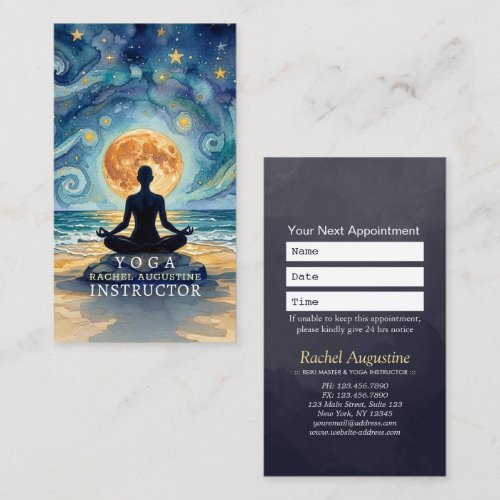 Yoga Meditation Starry Night Sky Moon Ocean Beach Appointment Card