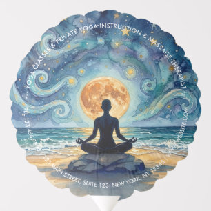 Yoga Meditation Starry Night Sky Moon Ocean Beach Balloon