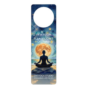 Yoga Meditation Starry Night Sky Moon Ocean Beach Door Hanger