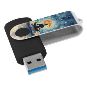 Yoga Meditation Starry Night Sky Moon Ocean Beach Flash Drive