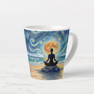 Yoga Meditation Starry Night Sky Moon Ocean Beach Latte Mug