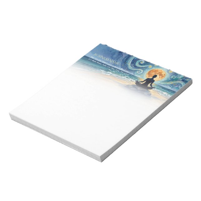 Yoga Meditation Starry Night Sky Moon Ocean Beach Notepad (Rotated)