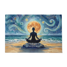 Yoga Meditation Starry Night Sky Moon Ocean Quote