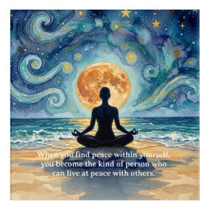 Yoga Meditation Starry Night Sky Moon Ocean Quotes Acrylic Print