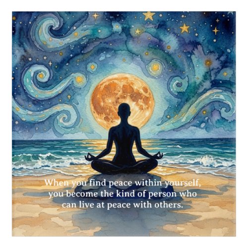 Yoga Meditation Starry Night Sky Moon Ocean Quotes Acrylic Print