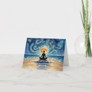 Yoga Meditation Starry Night Sky Moon Ocean Quotes Card