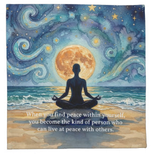 Yoga Meditation Starry Night Sky Moon Ocean Quotes Cloth Napkin