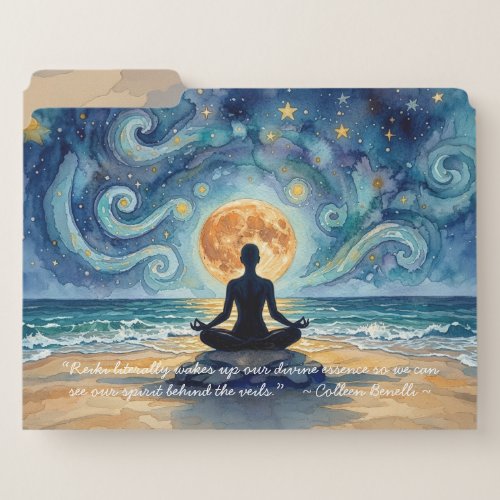 Yoga Meditation Starry Night Sky Moon Ocean Quotes File Folder