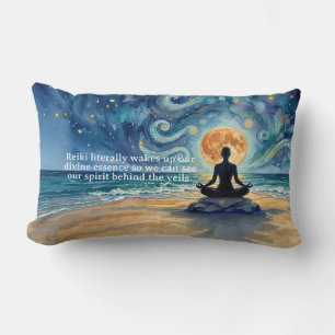 Yoga Meditation Starry Night Sky Moon Ocean Quotes Lumbar Pillow