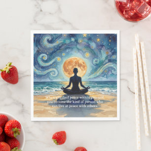 Yoga Meditation Starry Night Sky Moon Ocean Quotes Napkins