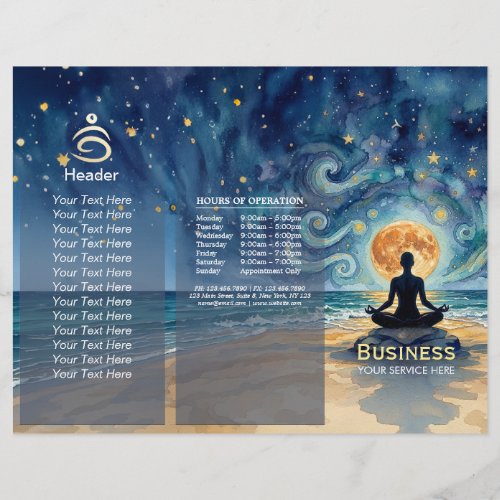 Yoga Meditation Starry Night Sky Moon sea Tri-Fold
