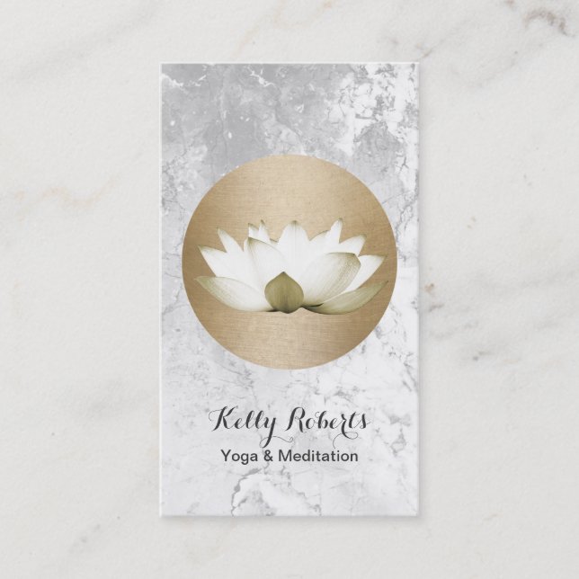 Yoga & Meditation Teacher Gold Circle & Lotus Business Card (Front)
