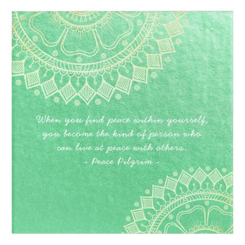 Yoga Meditation Teacher Green Gold Mandala Quotes Acrylic Print