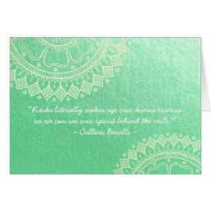 Yoga Meditation Teacher Green Gold Mandala Quotes Cards