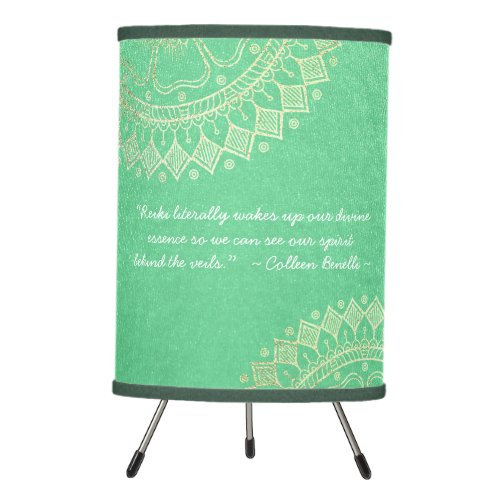 Yoga Meditation Teacher Green Gold Mandala Quotes Tripod Lamp