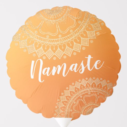 Yoga Meditation Teacher Modern Orange Gold Mandala Balloon