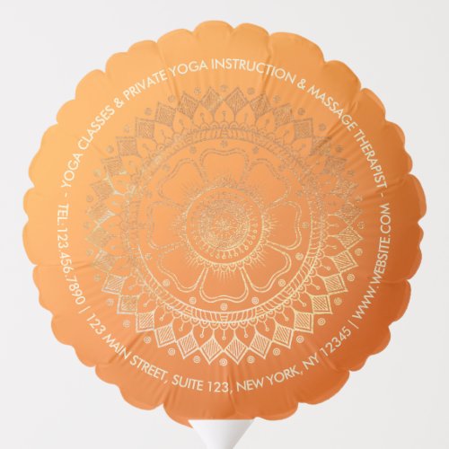 Yoga Meditation Teacher Modern Orange Gold Mandala Balloon