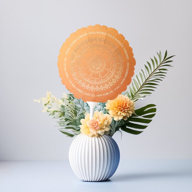 Yoga Meditation Teacher Modern Orange Gold Mandala Balloon (Creator Uploaded)