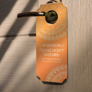 Yoga Meditation Teacher Modern Orange Gold Mandala Door Hanger