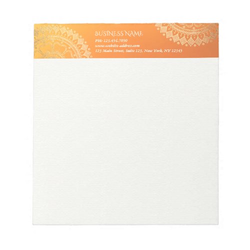 Yoga Meditation Teacher Modern Orange Gold Mandala Notepad